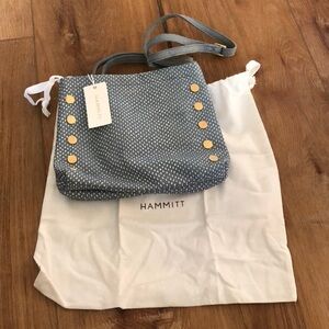 NEW Hammitt Duke Triple Compartment Crossbody Bag Bay Blue Snake Leather